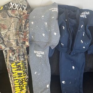 Rockstar Dist. Kids Paint-Splatter Joggers – Gray & Navy